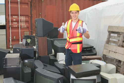 Professional flat clearance team at work in a modern flat